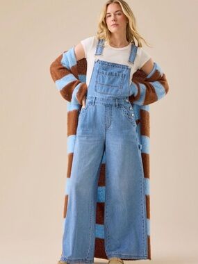 Altar'd State Light Blue Wide-Leg Denim Overalls